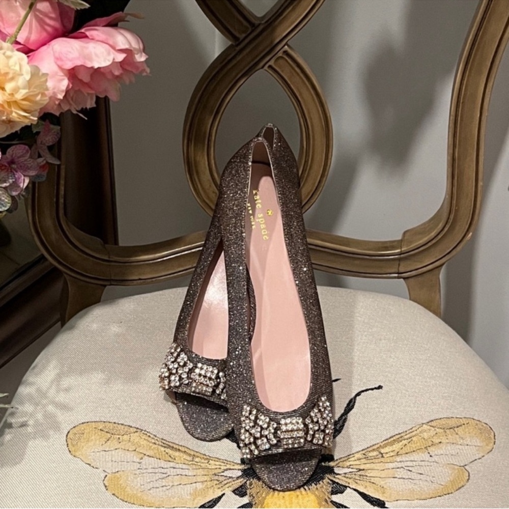 Kate Spade open toe bow flats